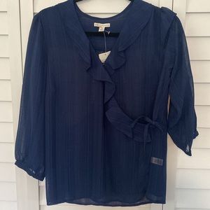 Cato small navy sheer blouse